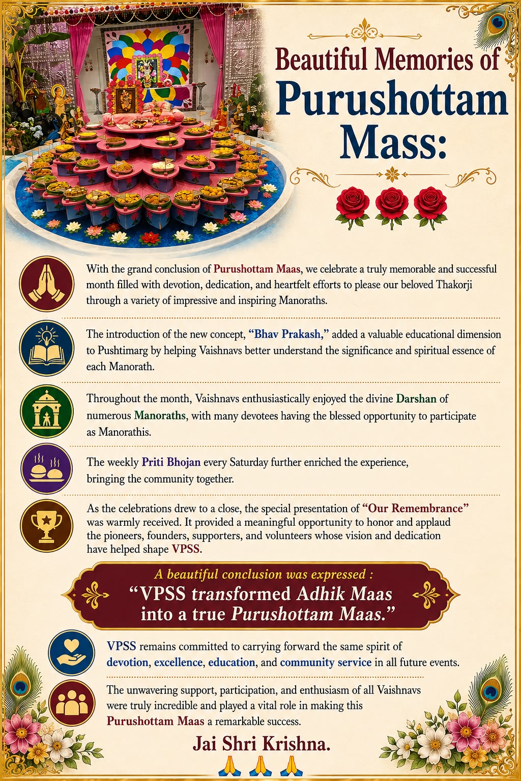 Purushottam Maas celebration at VPSS Haveli